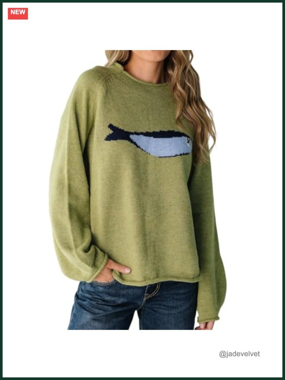 Oversized Roll Neck Cute Animal Graphic Sweater Long Sleeve Chunky Knit Pullover